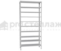 Стеллаж металлический Pro Стеллаж SN ВШГ - 2500х1200х300 мм на 10 полок с нагрузкой до 150 кг на полку